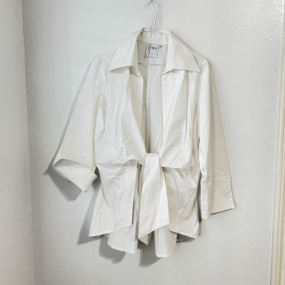 Finley White Women's Blouse with Tie Front